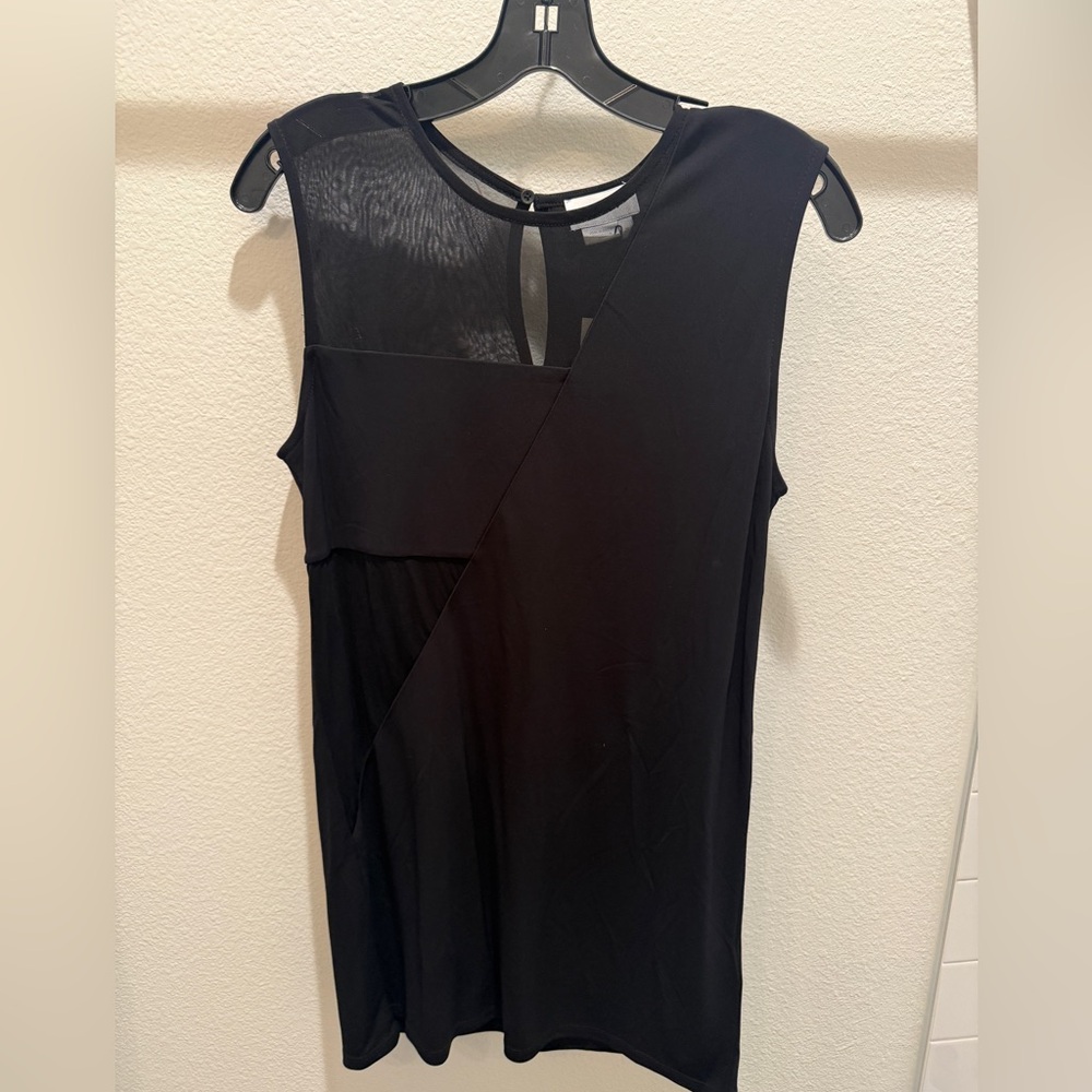DKNY Black Sleeveless Asymmetric Tunic Top